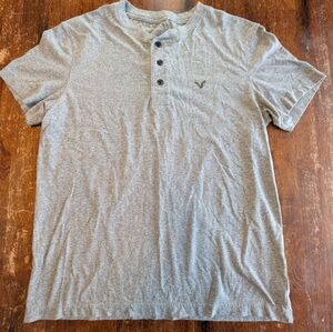 American Eagle Outfitters Heather Gray Henley Tee